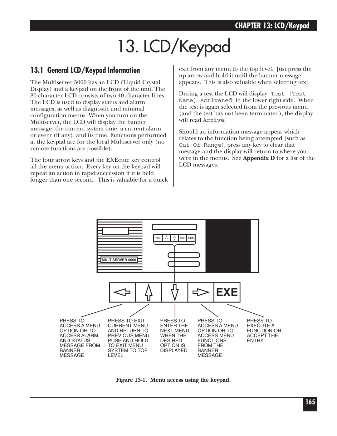 Black Box 5000 manual General LCD/Keypad Information 