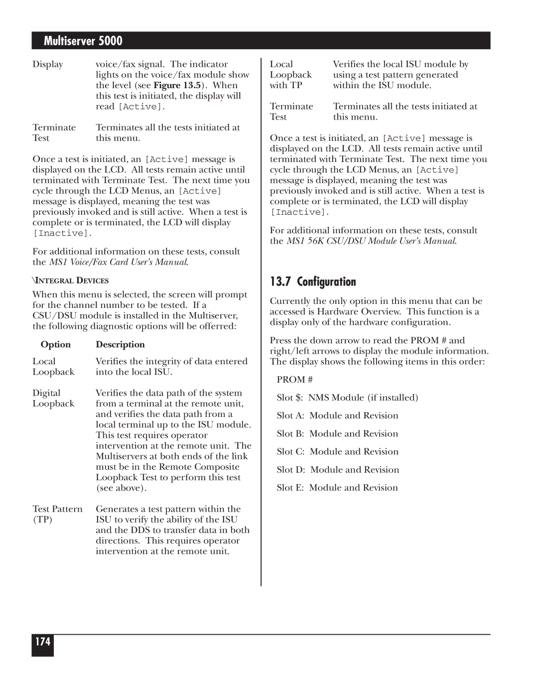 Black Box 5000 manual Configuration, Prom # 