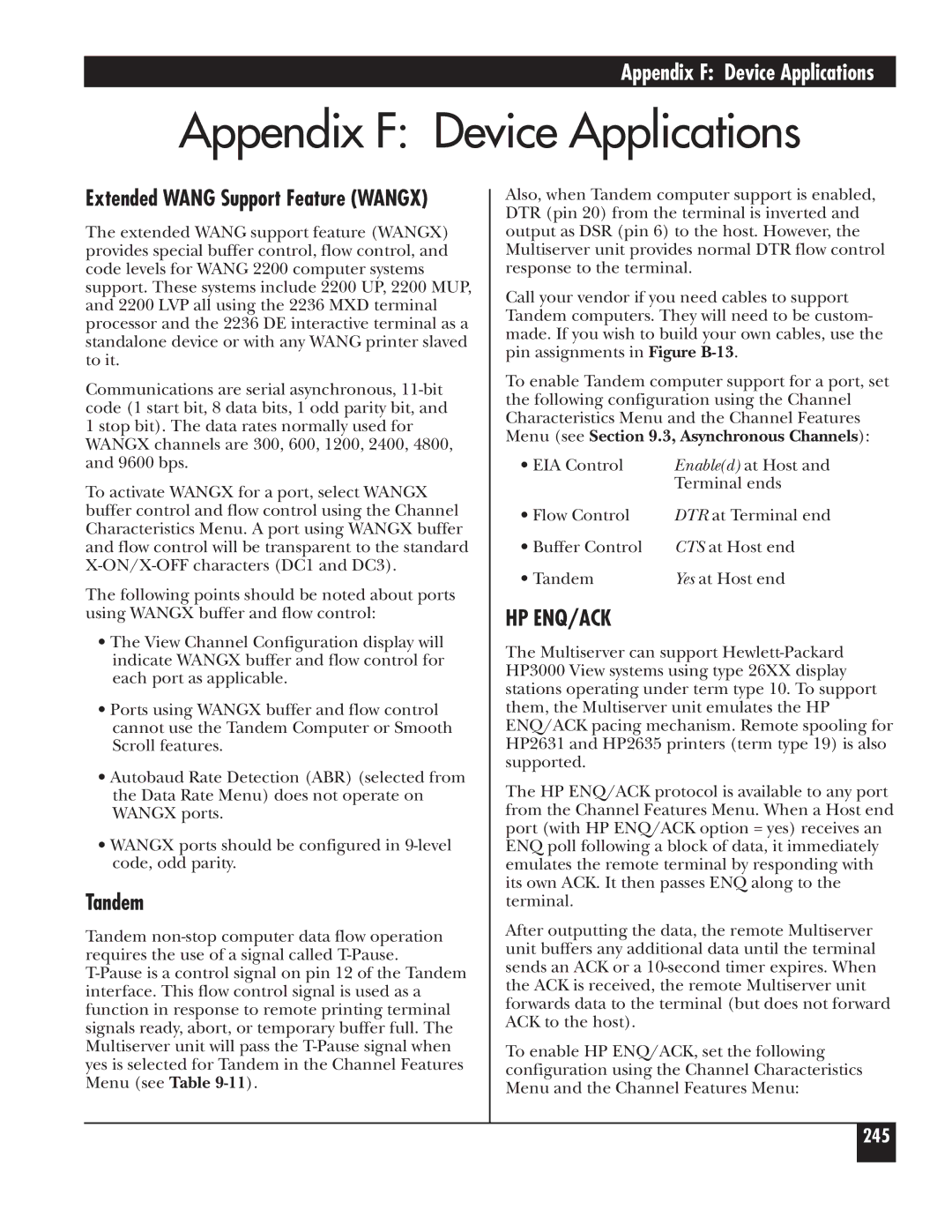 Black Box 5000 manual Appendix F Device Applications, Tandem 