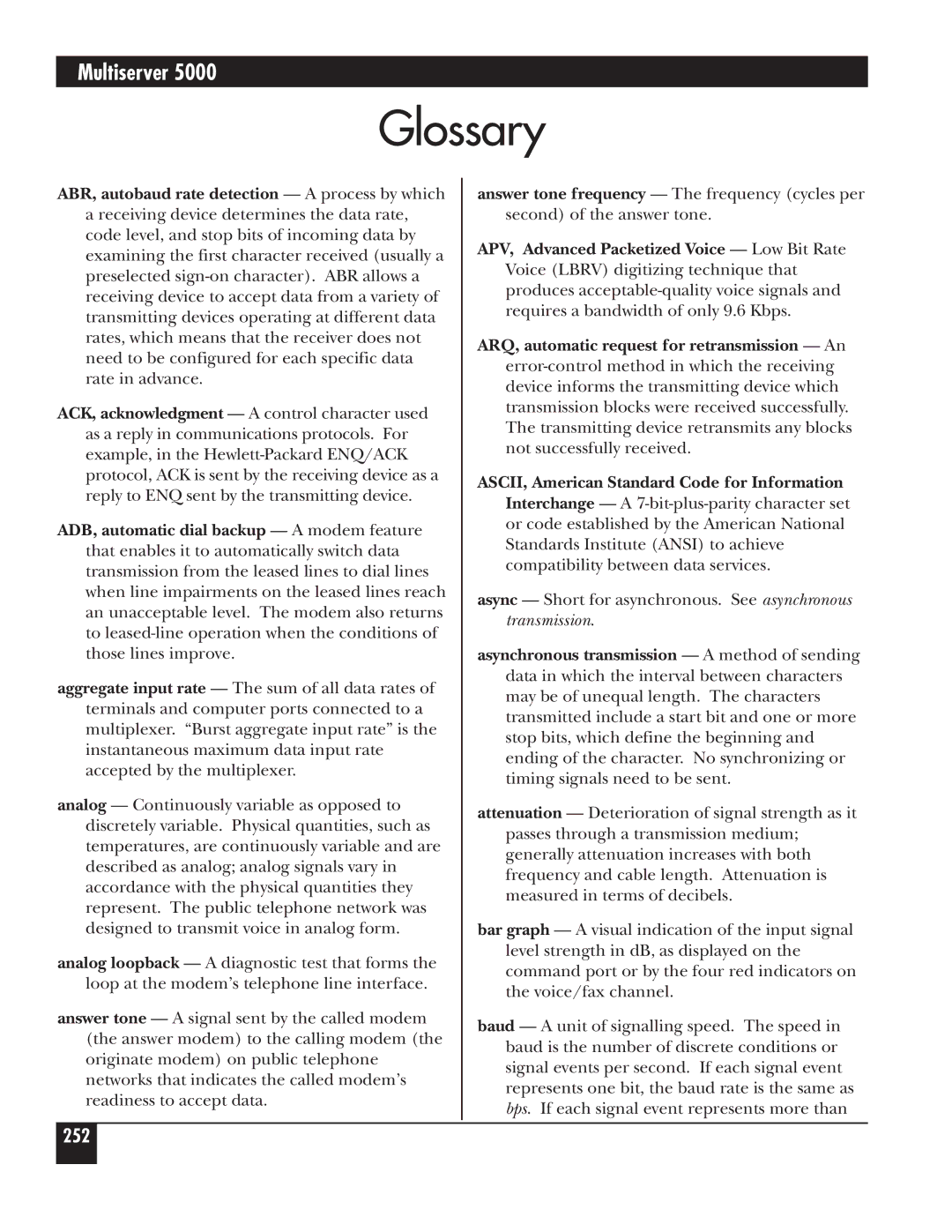 Black Box 5000 manual Glossary 