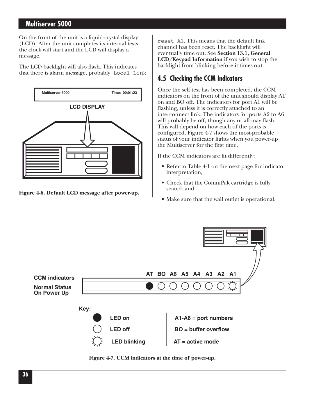 Black Box 5000 manual Checking the CCM Indicators, LCD/Keypad Information if you wish to stop 