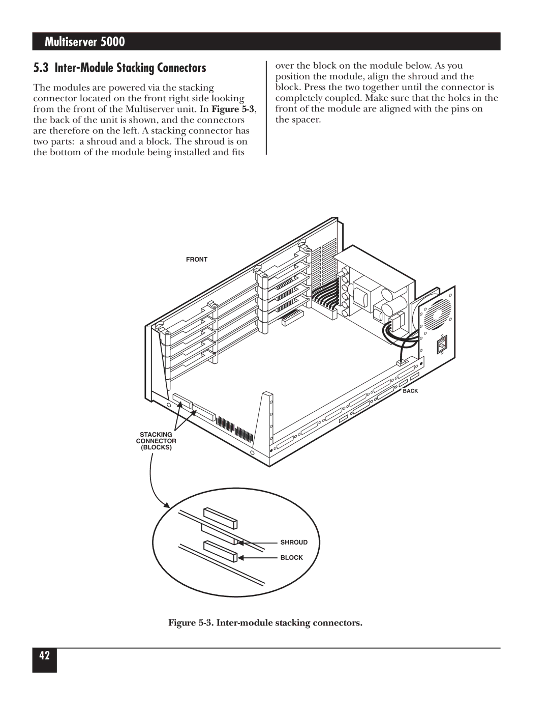 Black Box 5000 manual Inter-Module Stacking Connectors, Inter-module stacking connectors 