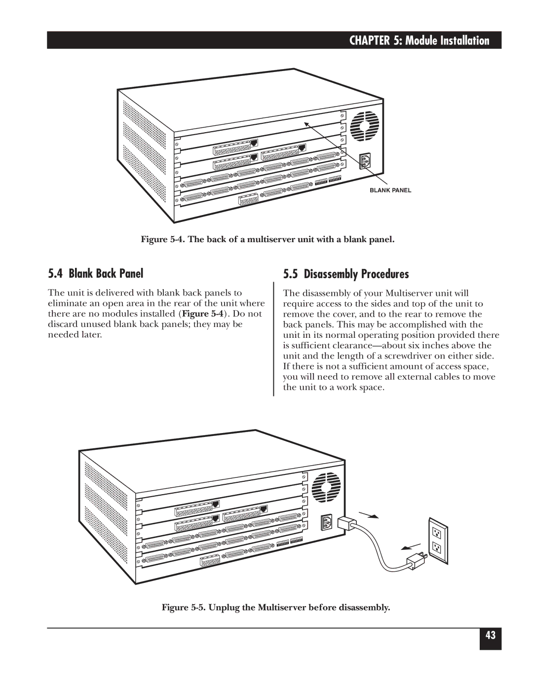 Black Box 5000 manual Blank Back Panel, Disassembly Procedures 