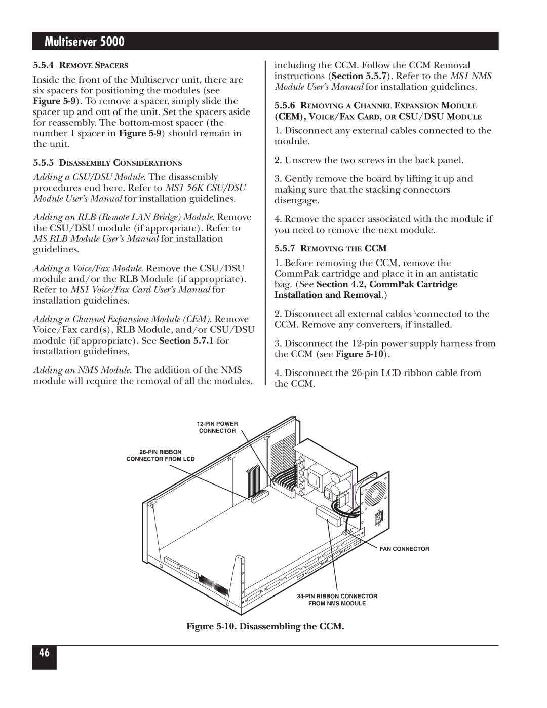 Black Box 5000 manual CEM, VOICE/FAX CARD, or CSU/DSU Module 