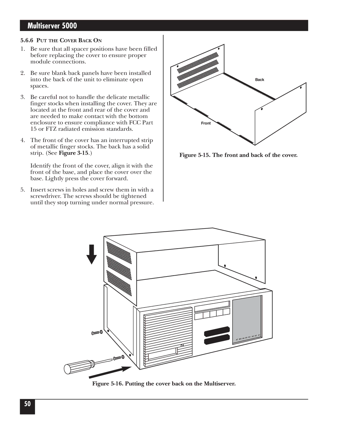 Black Box 5000 manual The front and back of the cover 