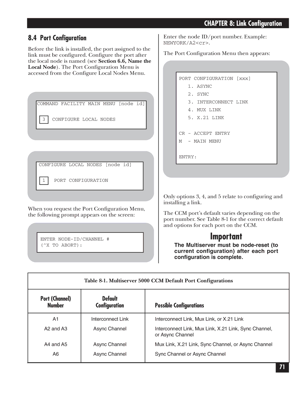 Black Box manual Multiserver 5000 CCM Default Port Configurations 