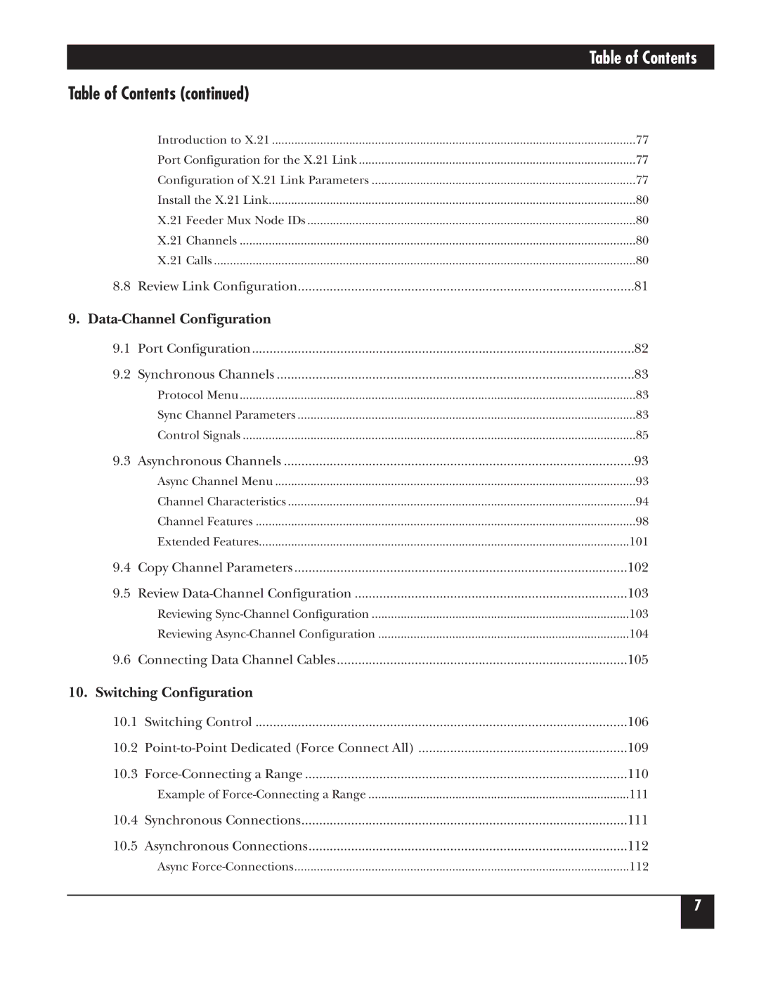 Black Box 5000 manual Data-Channel Configuration, Switching Configuration 