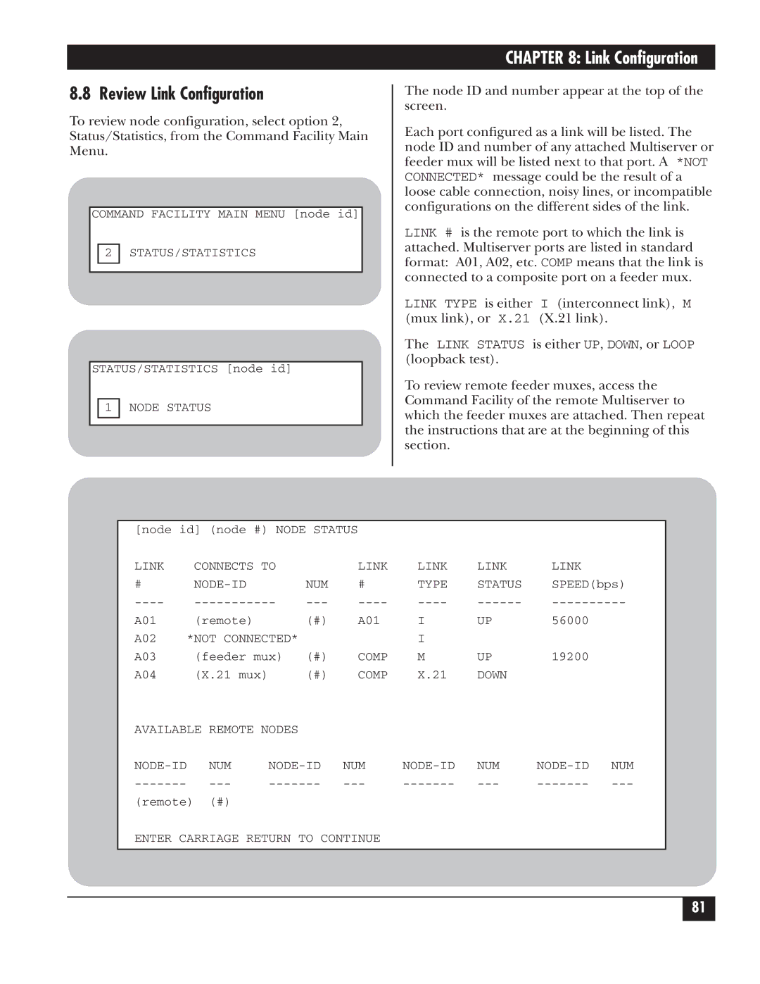 Black Box 5000 manual Review Link Configuration 