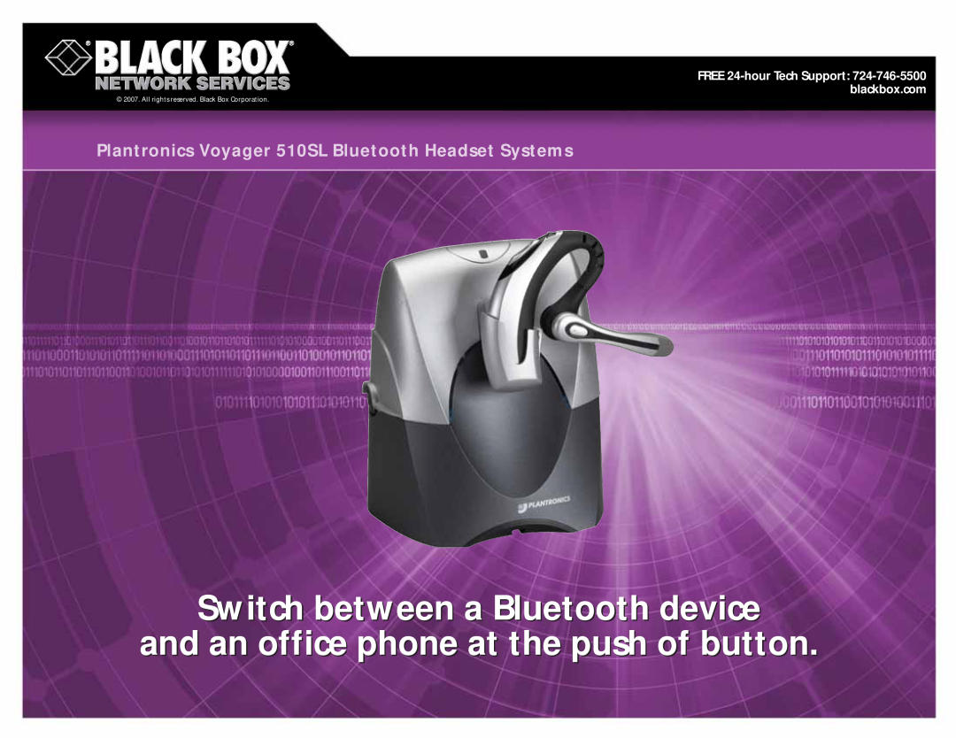 Black Box 510SL manual Switch between a Bluetooth devicee, and an office phone at the push of buttontton 