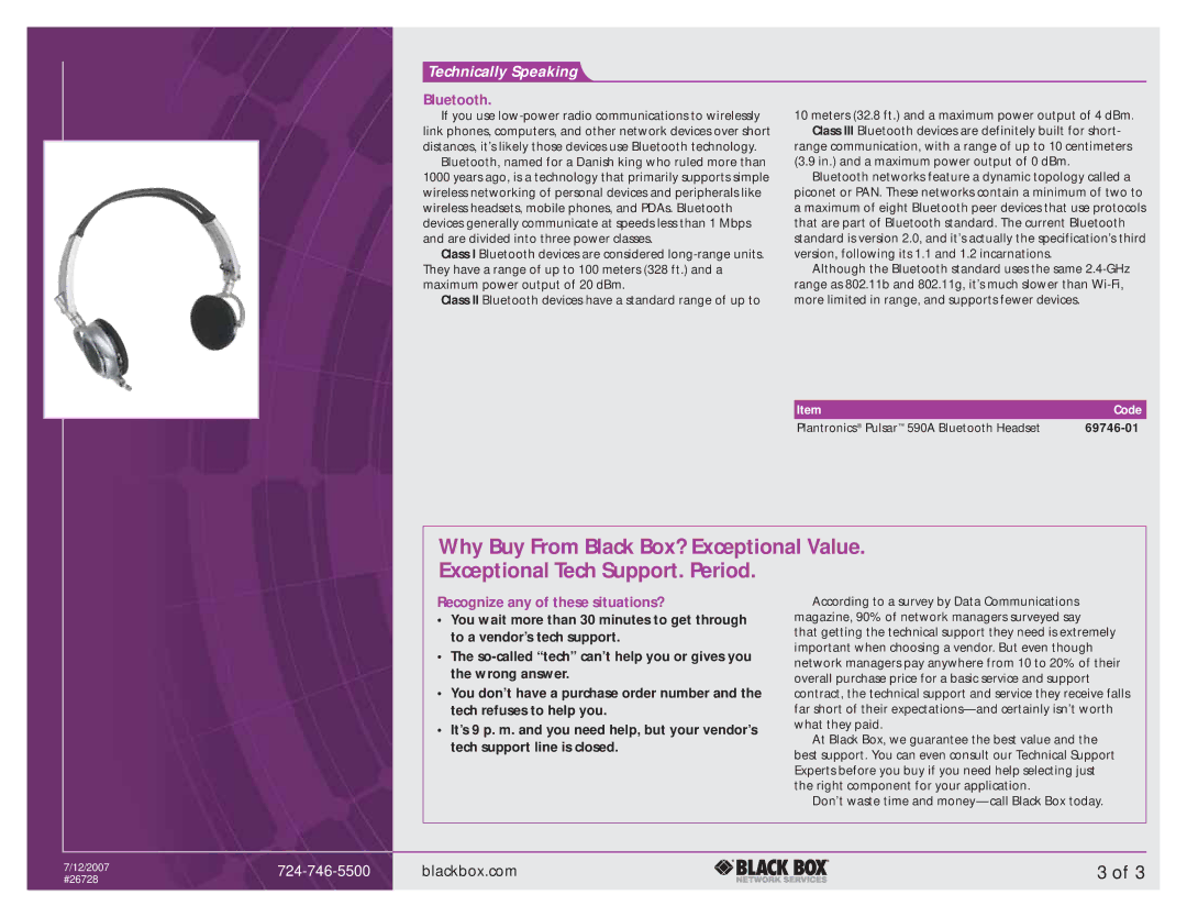 Black Box 590A manual Technically Speaking, Bluetooth, Recognize any of these situations? 