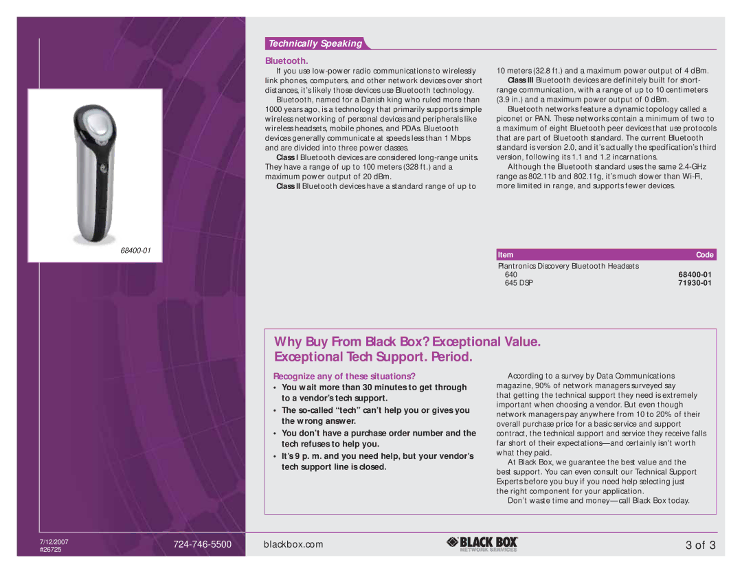 Black Box 640, 645 DSP manual Technically Speaking, Bluetooth, Recognize any of these situations? 