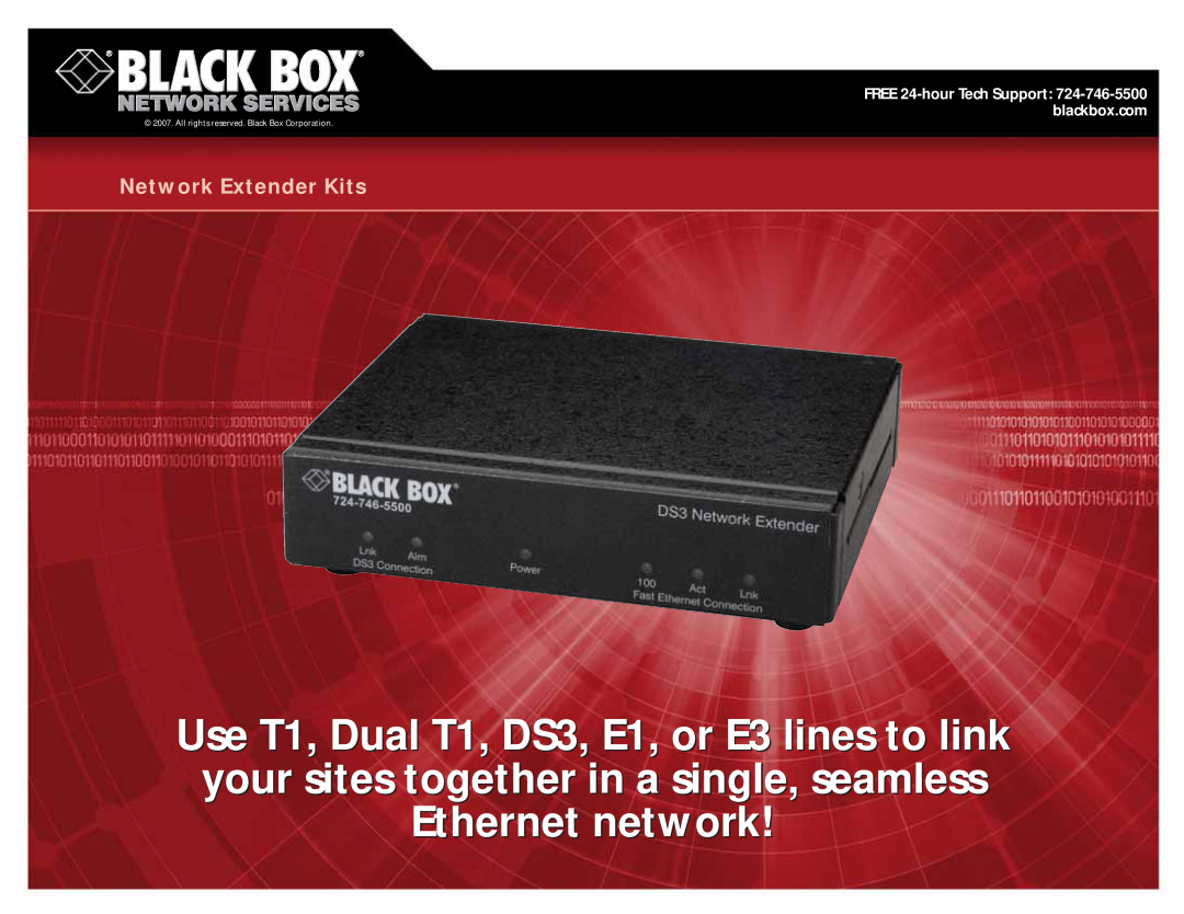 Black Box 724-746-5500 manual Network Extender Kits, All rights reserved. Black Box Corporation 