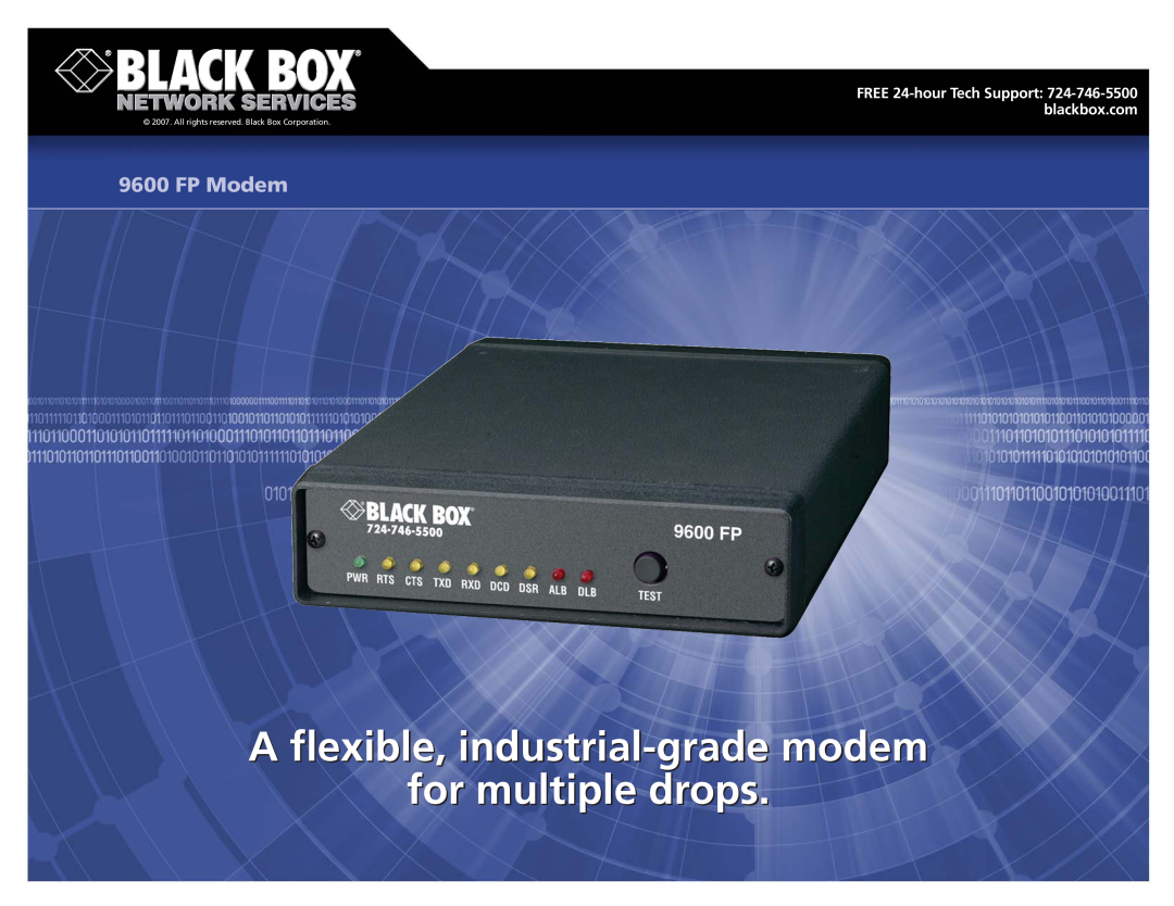 Black Box MD1980A, 9600 FP manual A flexible, industrial-grade modem for multiple drops, FP Modem 