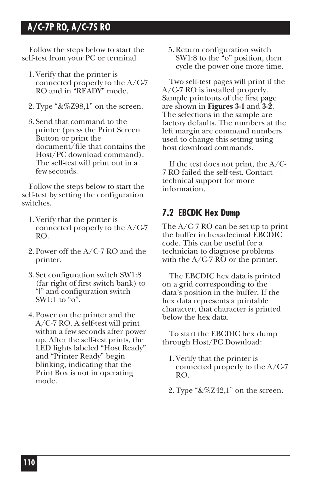 Black Box A/C-7P RO, A/C-7S RO manual Ebcdic Hex Dump 