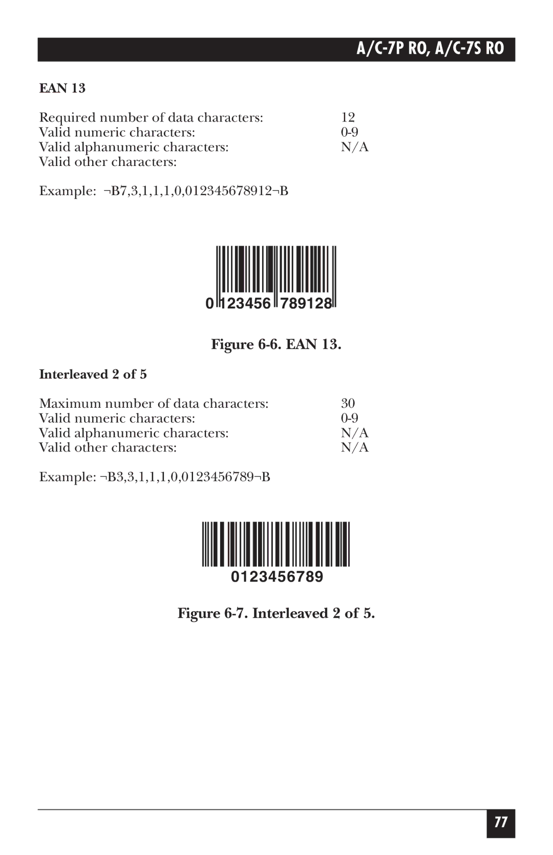 Black Box A/C-7S RO, A/C-7P RO manual 123456 789128, 0123456789 