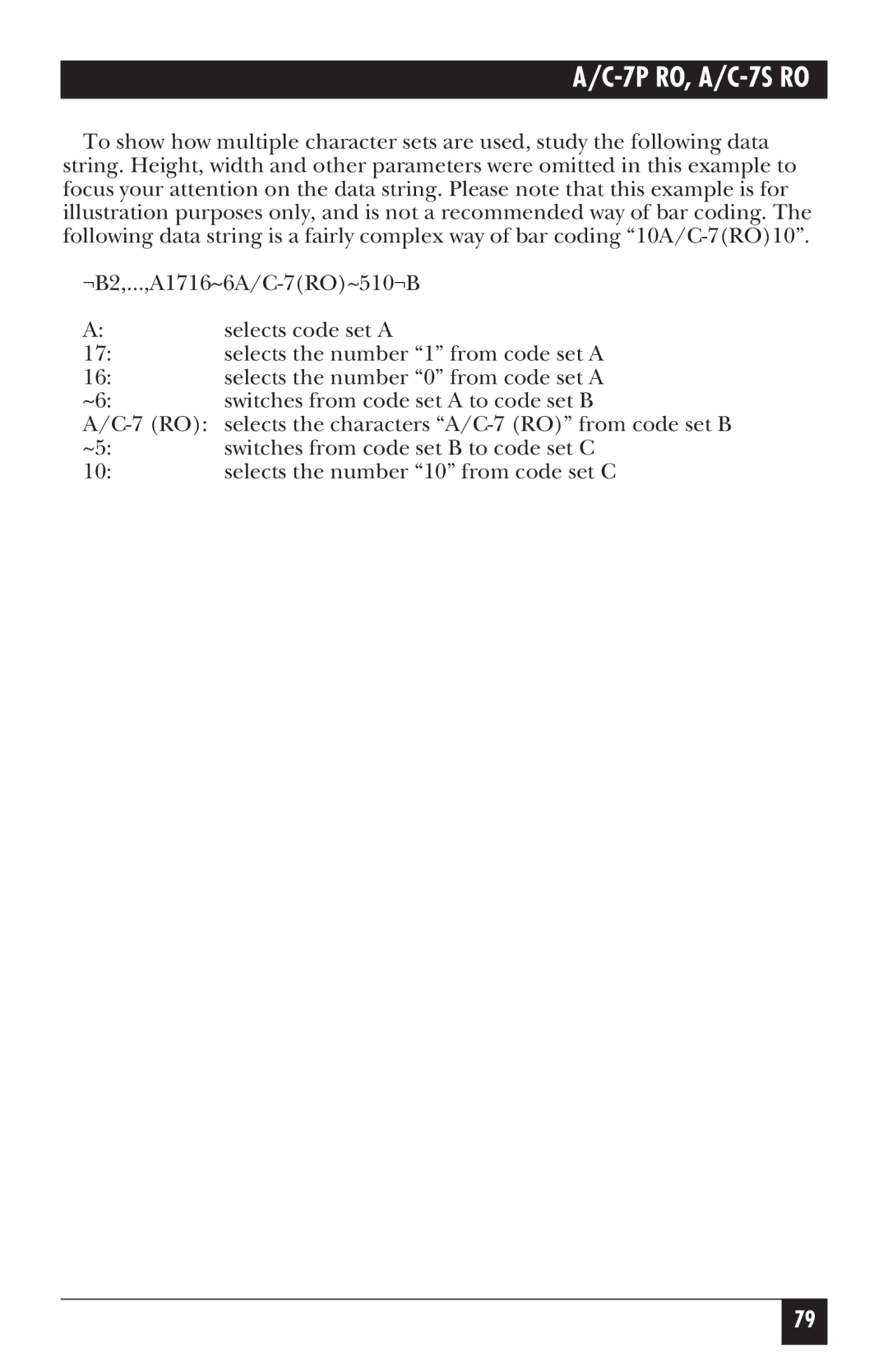 Black Box A/C-7P RO manual 7P RO, A/C-7S RO 