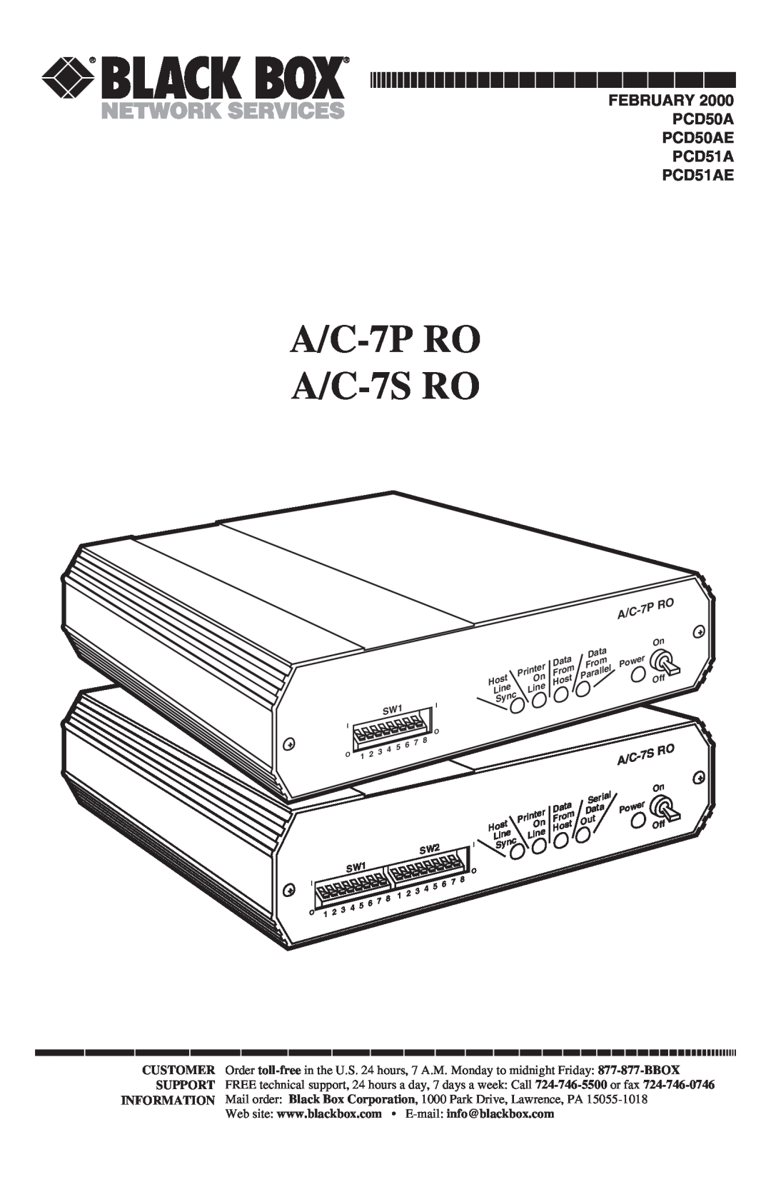 Black Box manual A/C-7P RO A/C-7S RO, From, Host, Line Line, Serial, Data Data 
