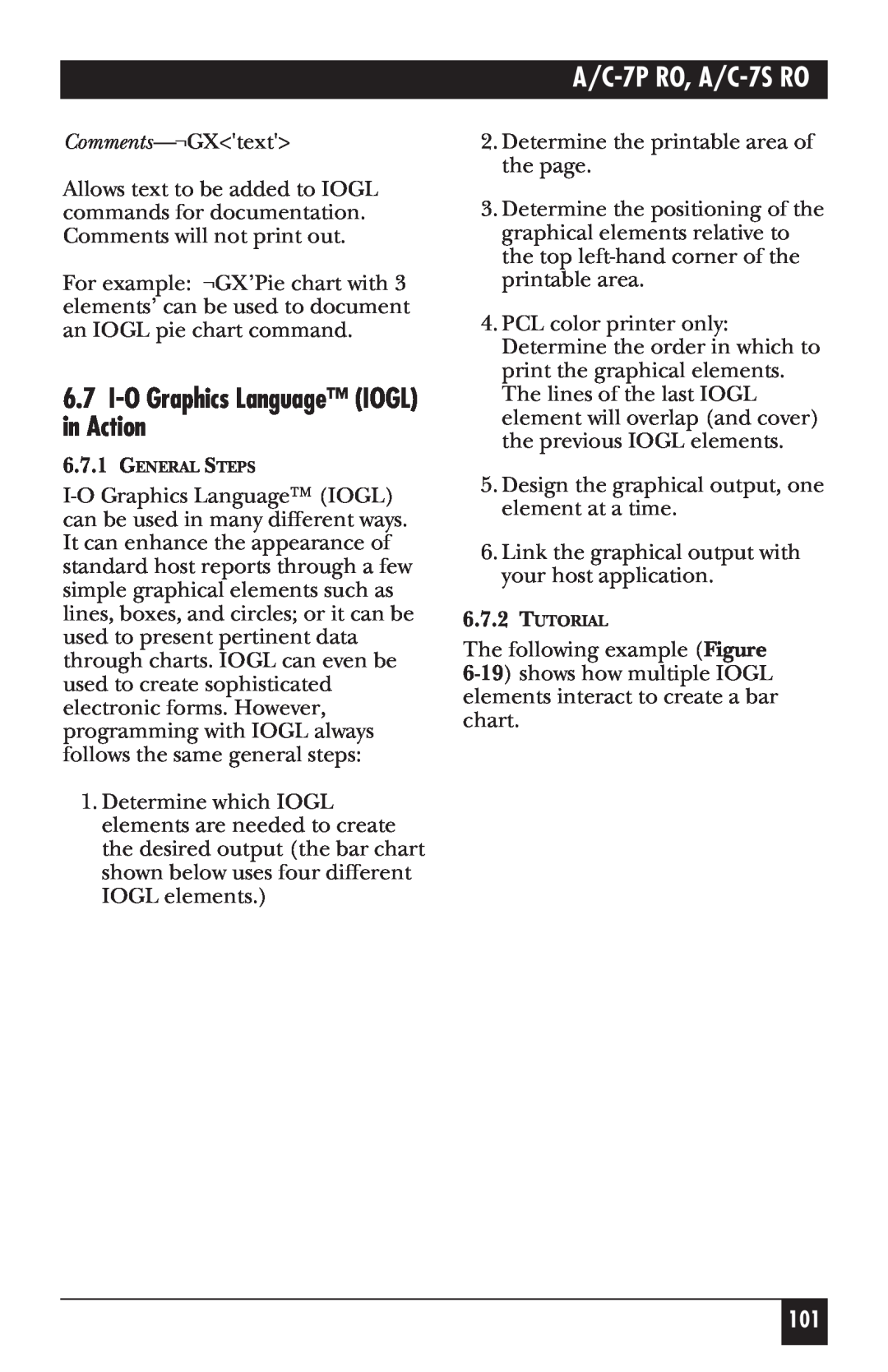 Black Box manual I-O Graphics Language IOGL in Action, A/C-7P RO, A/C-7S RO 