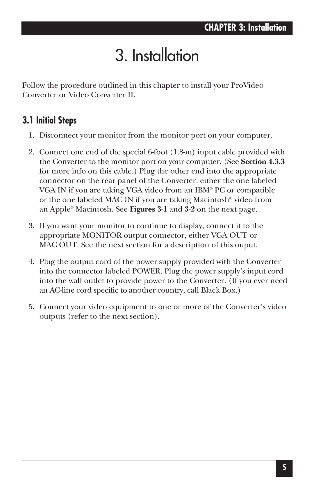 Black Box AC095A, AC096A manual Installation, Initial Steps 