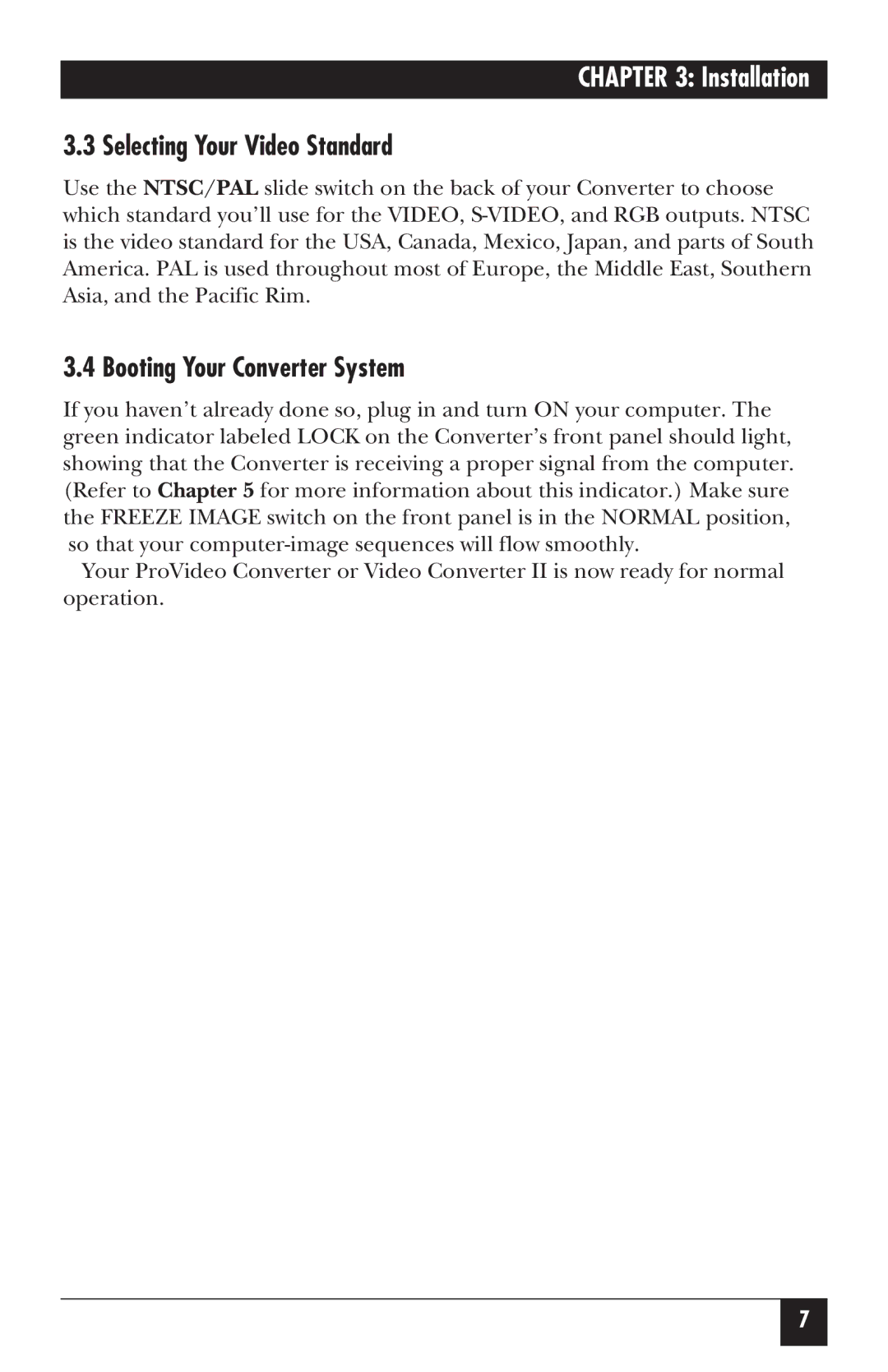 Black Box AC095A, AC096A manual Selecting Your Video Standard, Booting Your Converter System 