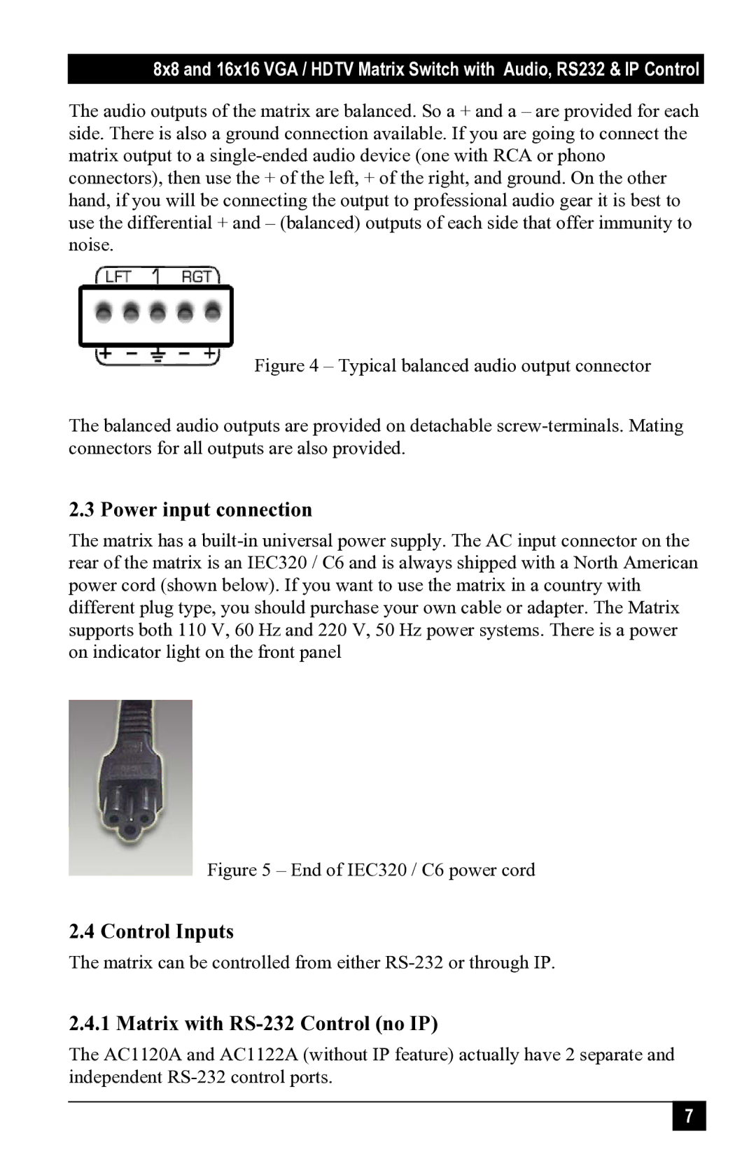 Black Box 16x16 and 8x8 VGA/HDTV Video Matrix Switch with Front Panel, RS232, and Optional Audio & IP Control, AC1120A 