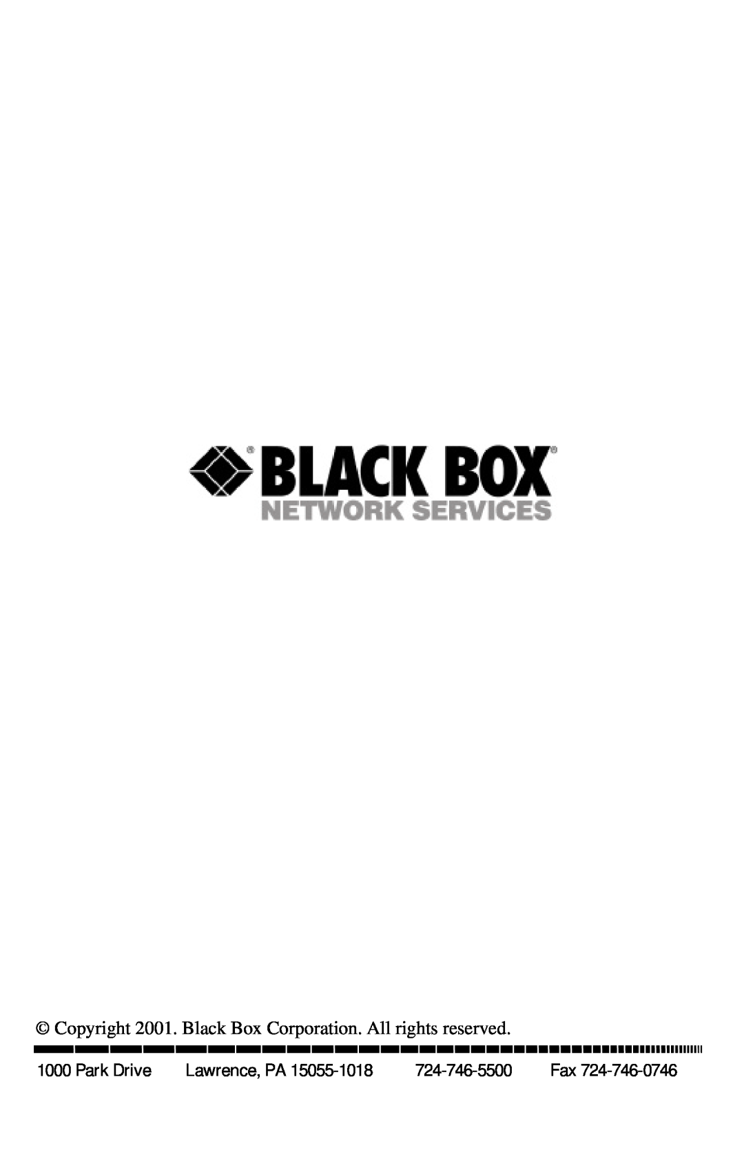 Black Box COMPACT CAT5 AUDIO/VIDEO SPLITTERS, AC154A-2 manual Park Drive, Lawrence, PA 