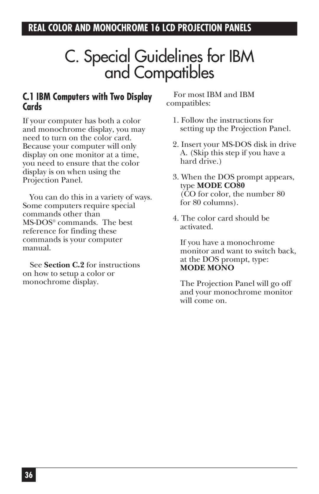 Black Box AC400A, AC401A manual Special Guidelines for IBM Compatibles, IBM Computers with Two Display Cards 