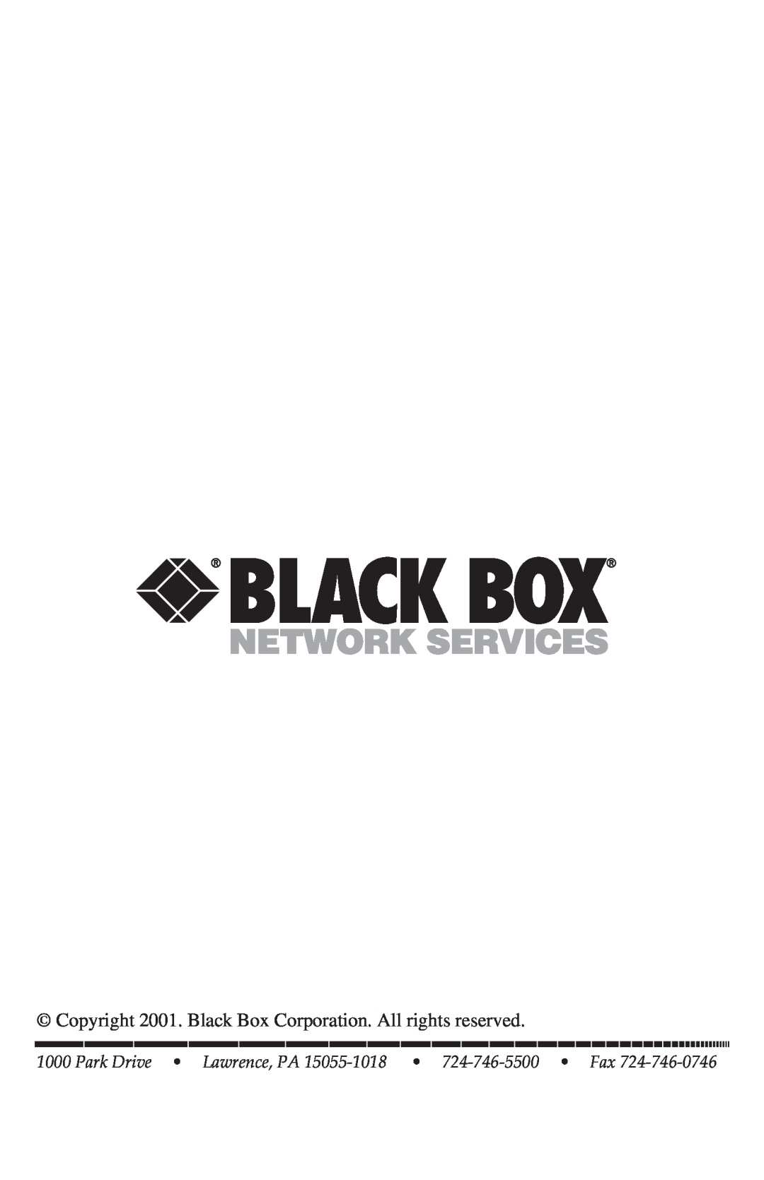 Black Box AC455A-TX-R2, AC456A-RX-R2 manual Copyright 2001. Black Box Corporation. All rights reserved 