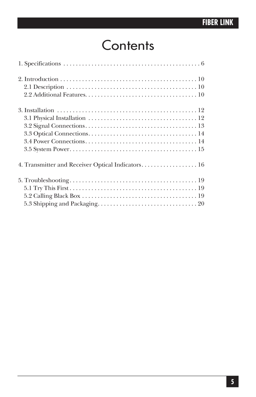 Black Box AC455A-TX-R2, AC456A-RX-R2 manual Contents 