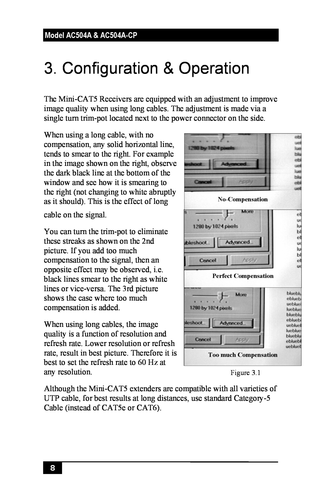 Black Box Mini-CAT5 Video-over-CAT5 Extension manual Configuration & Operation, Model AC504A & AC504A-CP 