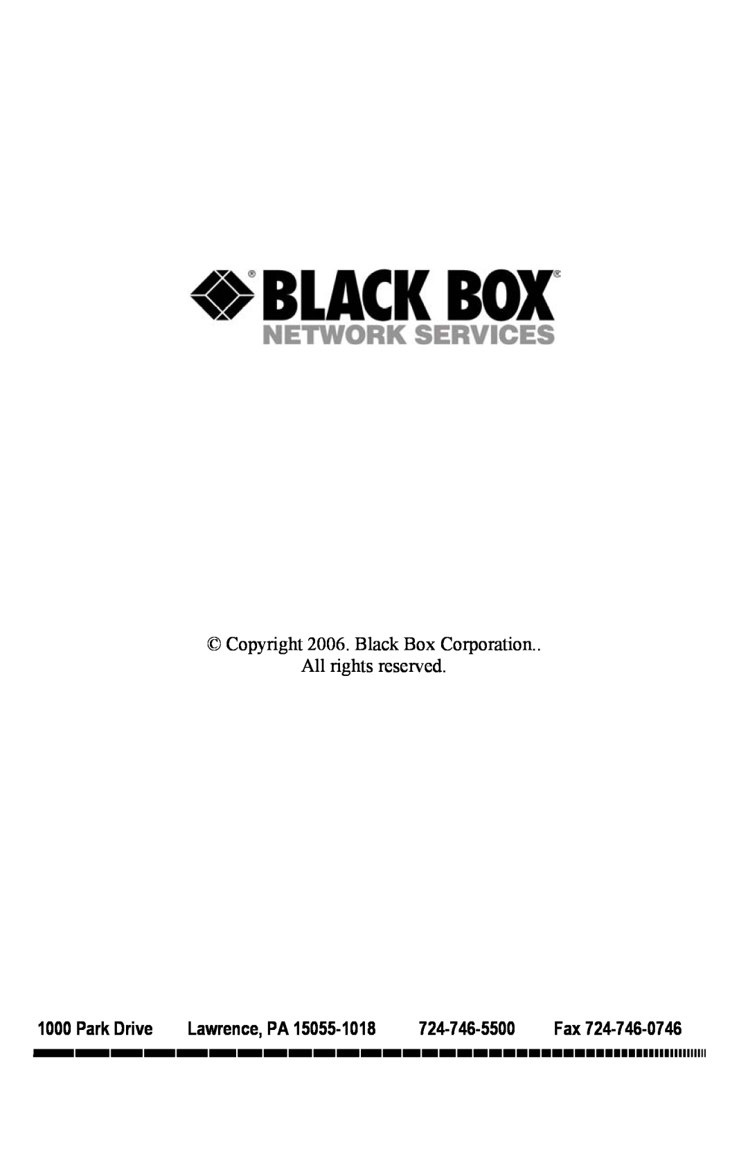 Black Box AC504A-CP manual Copyright 2006. Black Box Corporation All rights reserved, Park Drive, Lawrence, PA 