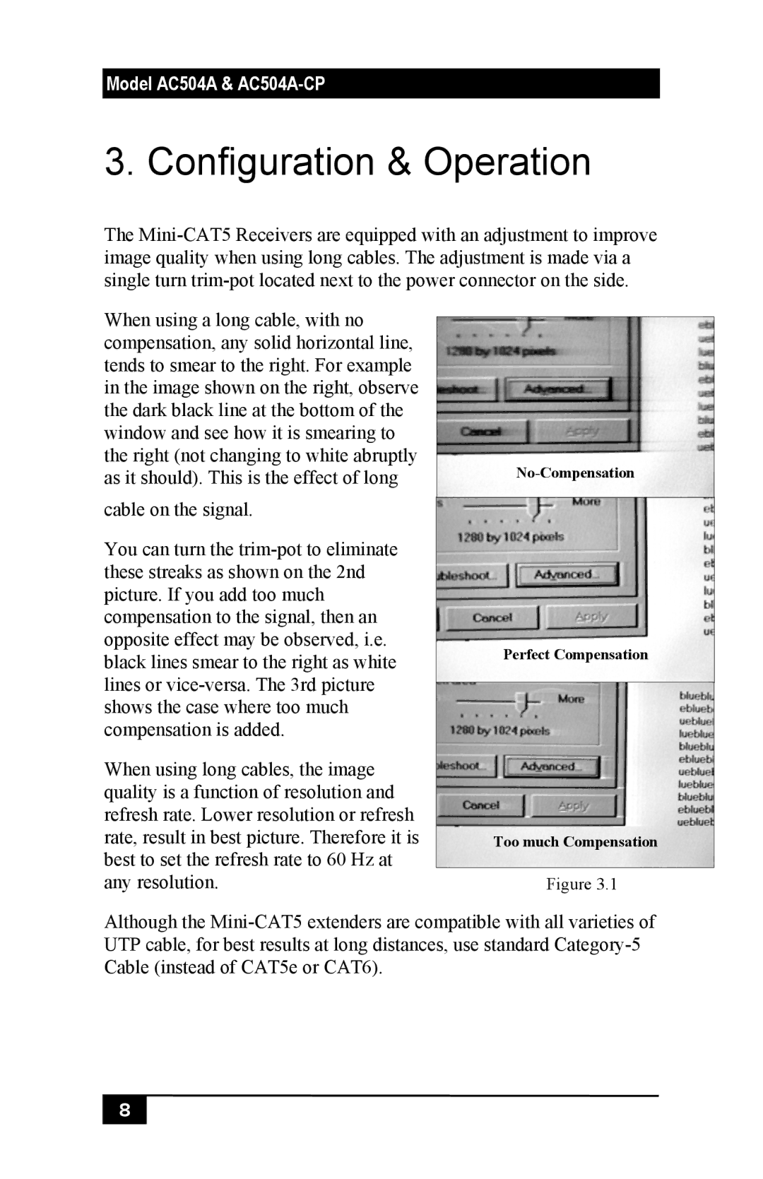 Black Box AC504A-CP, Mini-CAT5 Video-over-CAT5 Extension manual Configuration & Operation 