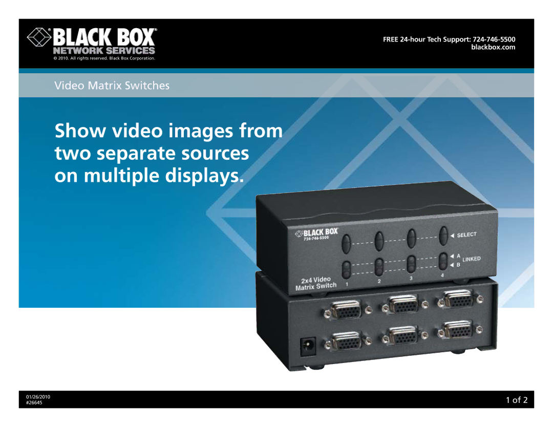 Black Box AC508A, AC509A, 26645 manual Video Matrix Switches 