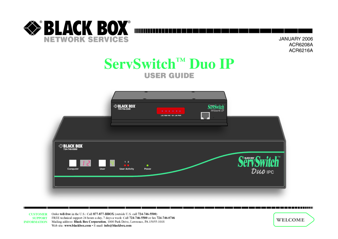 Black Box ACR6216A, ACR6208A manual ServSwitch Duo IP 