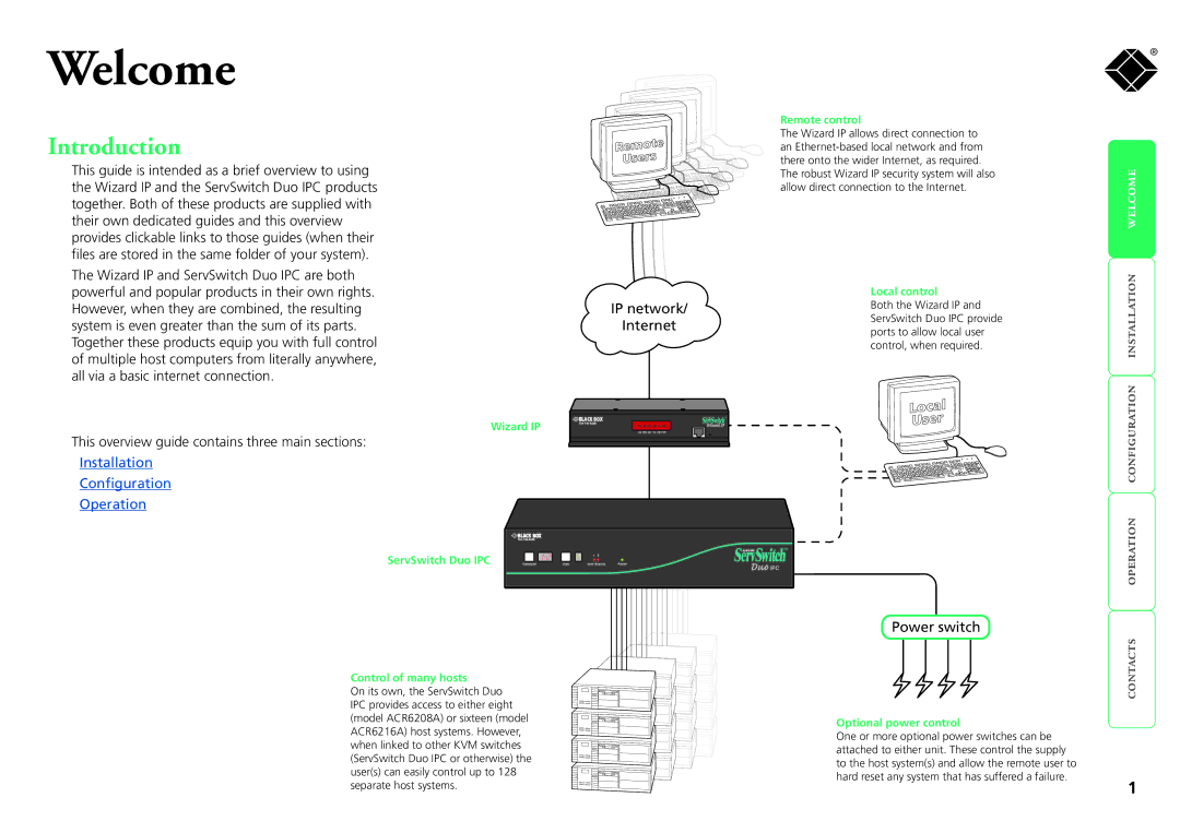 Black Box ACR6208A, ACR6216A manual Welcome, Introduction, Installation Configuration Operation 