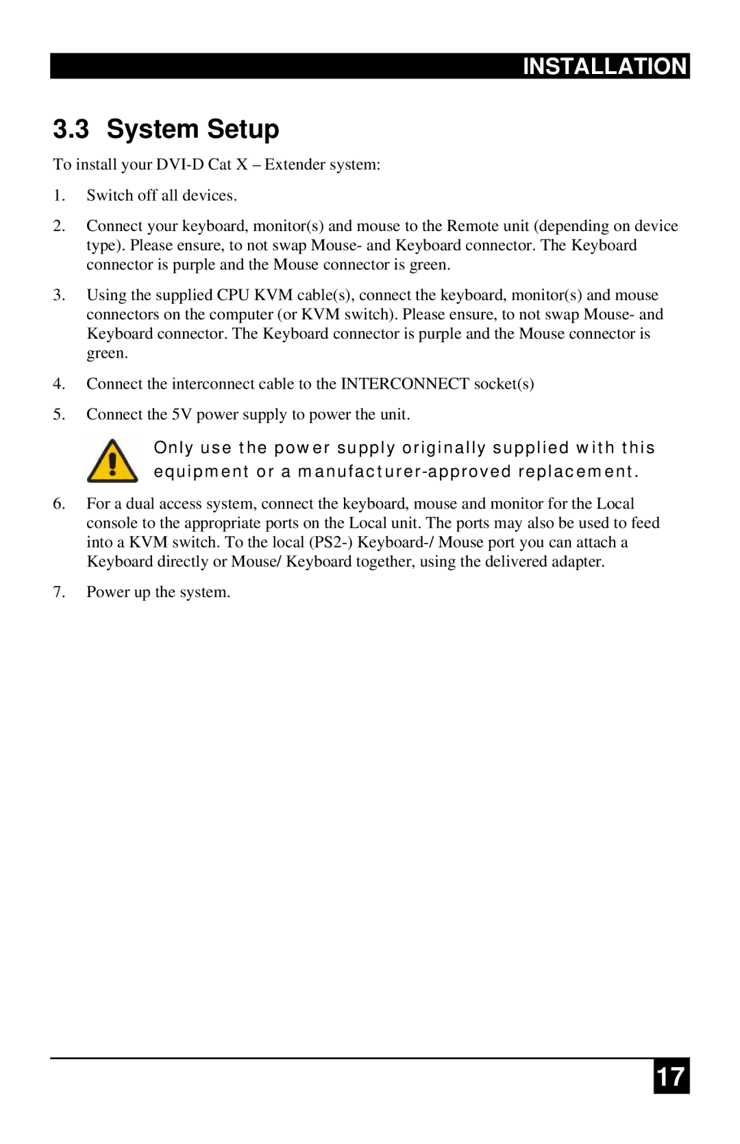 Black Box ACS4201A, ACS1009A manual System Setup 