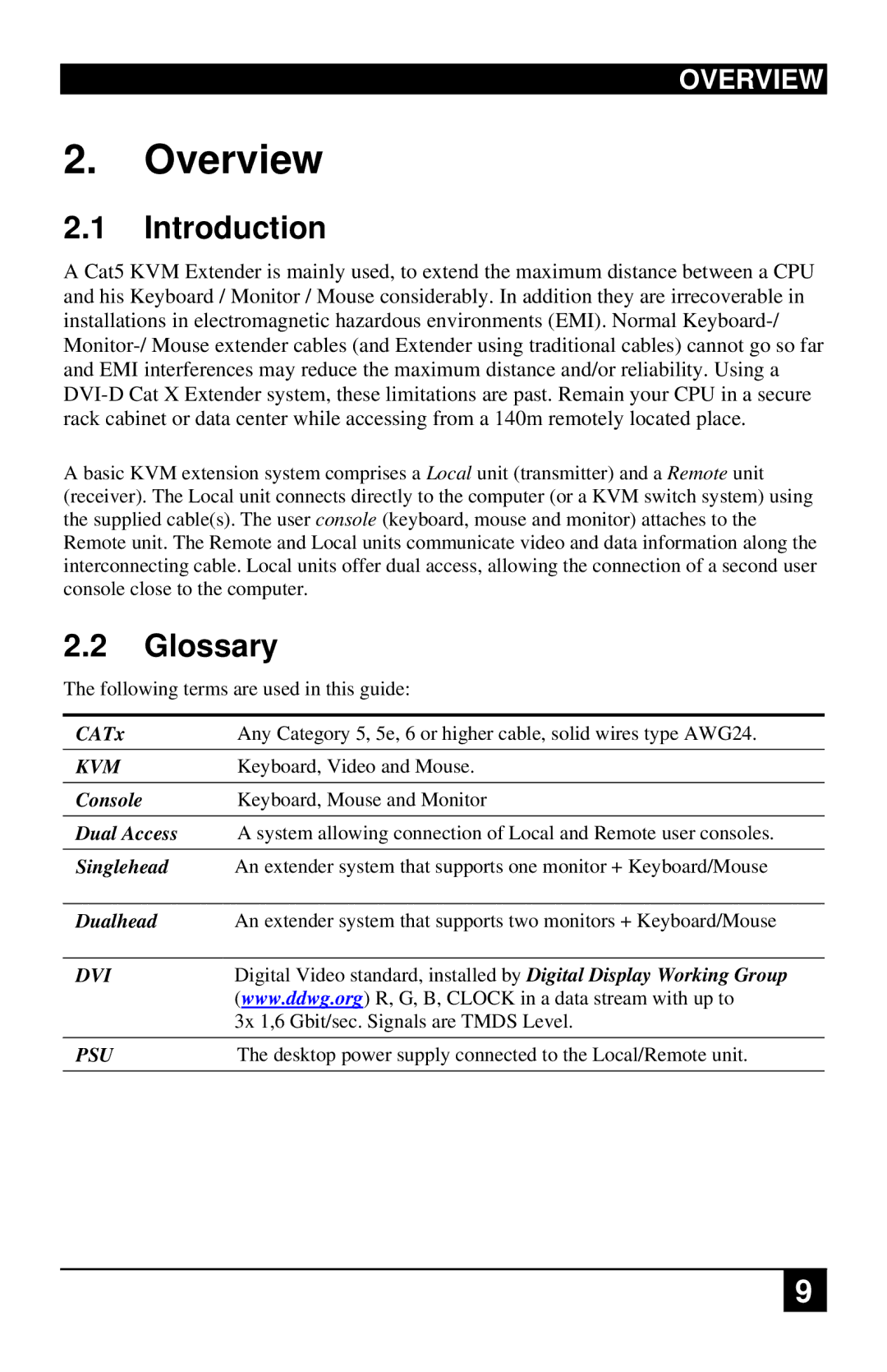 Black Box ACS4201A, ACS1009A manual Introduction, Glossary 