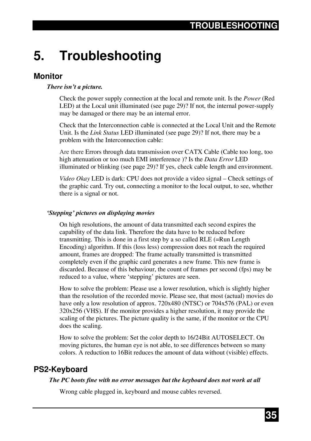 Black Box DVI-D-Fiber-KVM-Extender Single and DualHead, ACS2009A-R2-xx manual Monitor, PS2-Keyboard, There isn’t a picture 