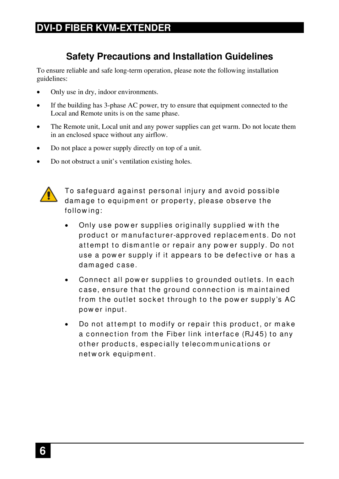Black Box ACS2009A-R2-xx, ACS4222A-R2-xx, ACS2228A-R2-xx ACS4001A-R2-xx manual Safety Precautions and Installation Guidelines 