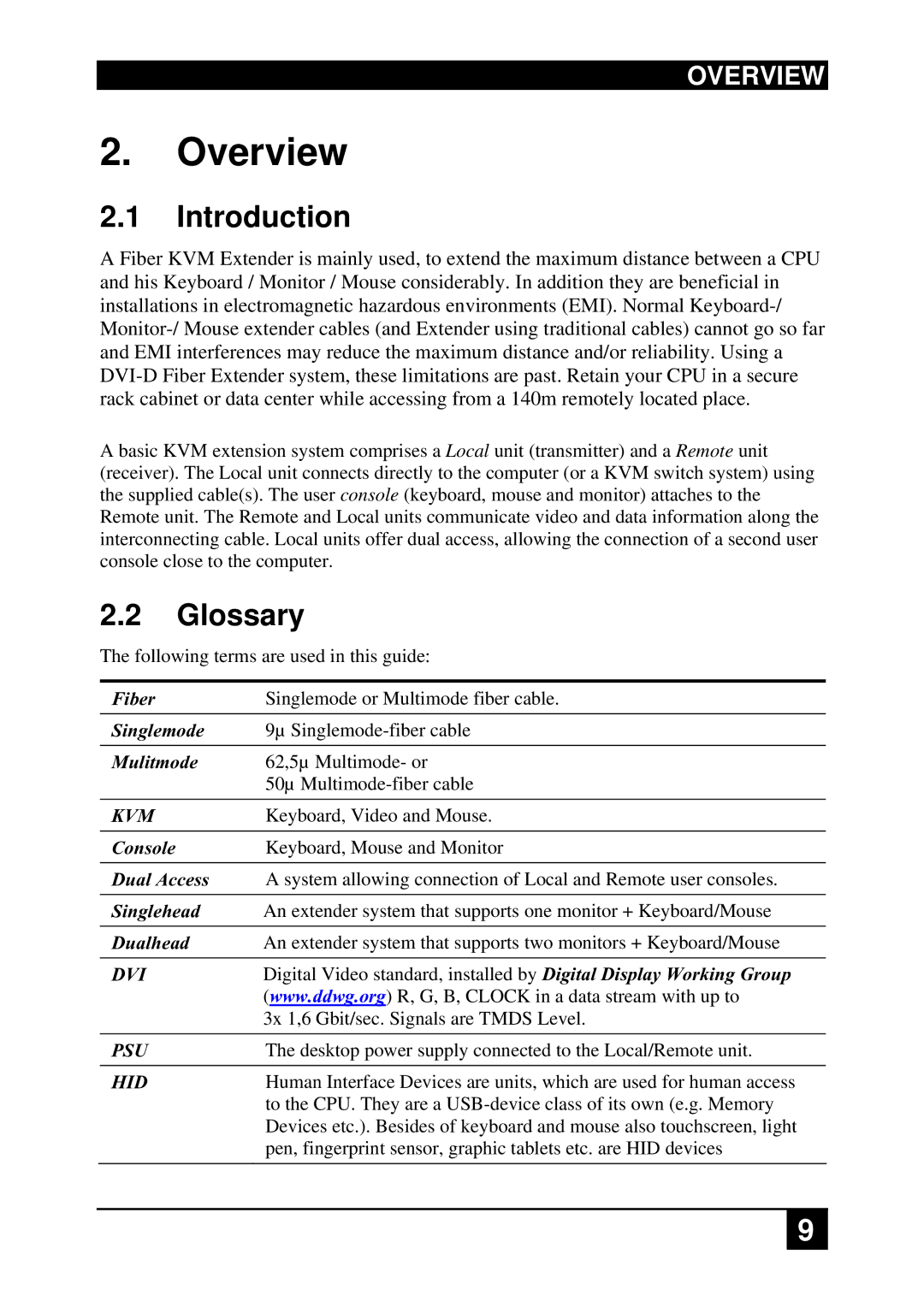 Black Box ACS4022A-R2-xx ACS4201A-R2-xx, ACS2009A-R2-xx, ACS4222A-R2-xx manual Introduction, Glossary 