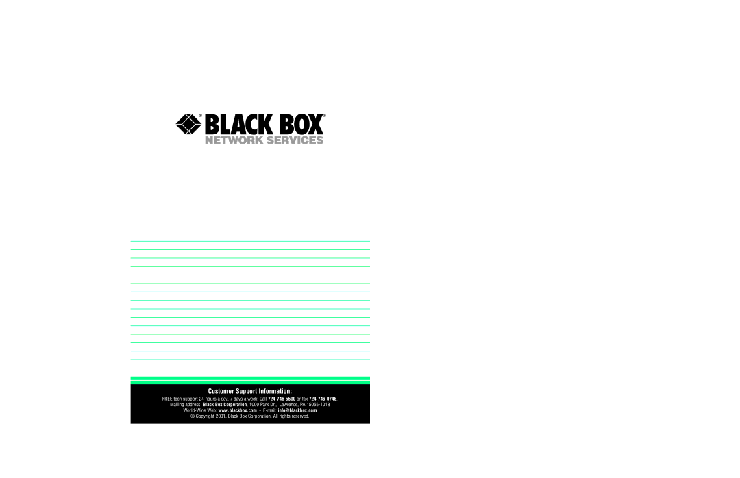 Black Box ACS236A, ACS235A manual Customer Support Information 