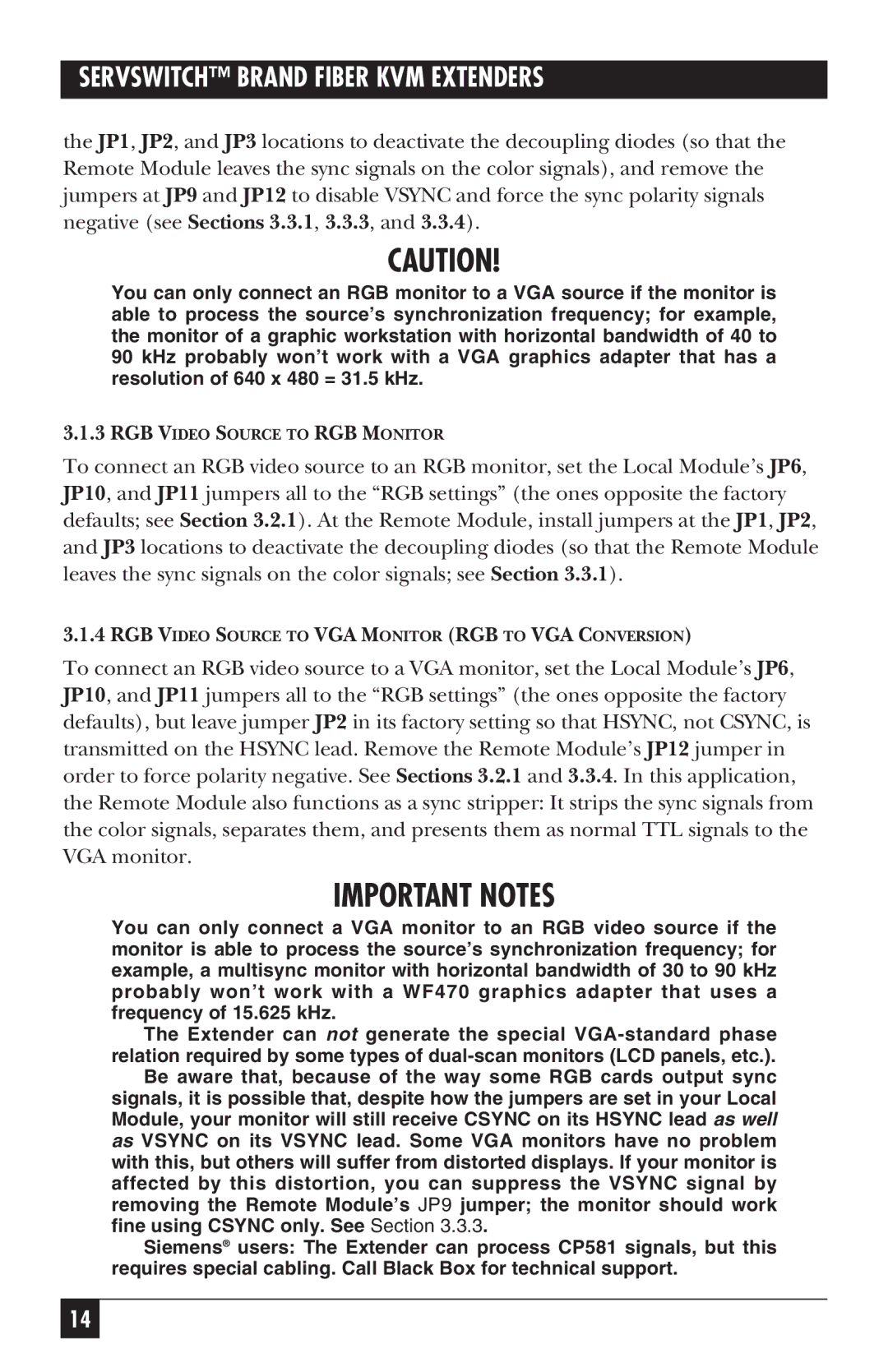 Black Box ACS236A, ACS235A manual Important Notes 