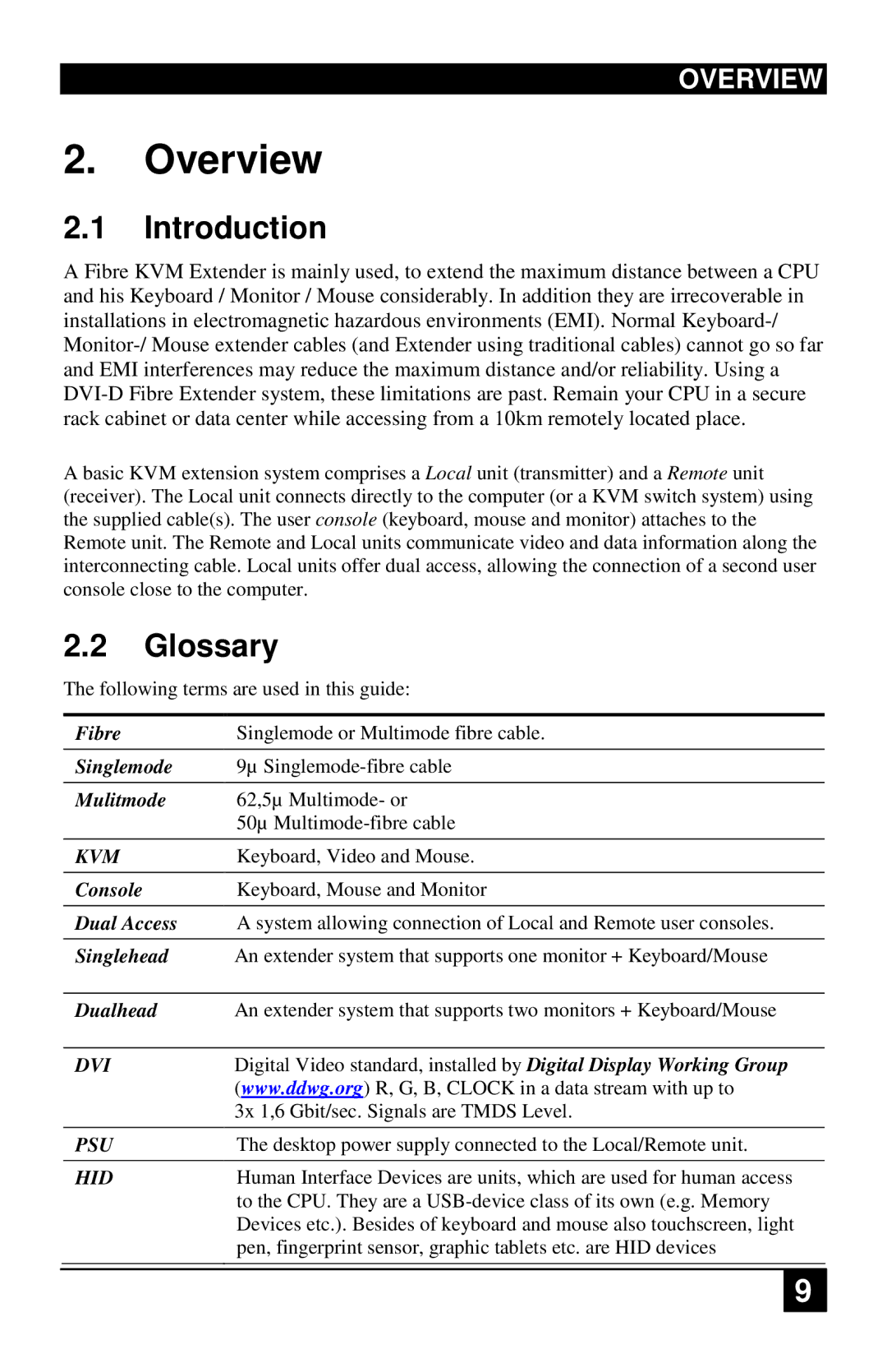 Black Box ACS2209A-xx, ACS4001A-xx, ACS4201A-xx, ACS1009A-xx manual Introduction, Glossary 