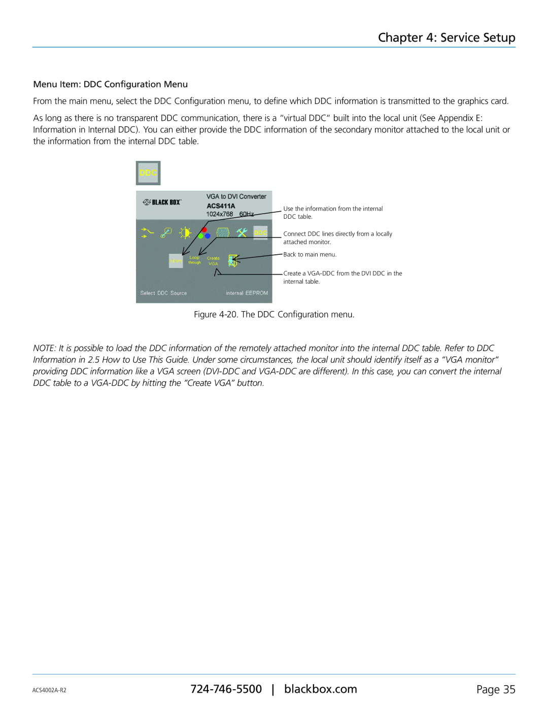 Black Box ACS4002A-R2-MM, ACS4002A-R2-SM, ACS4004A-R2-MM, ACS4011A-R2-MM, ACS4004A-R2-SM The DDC Configuration menu 