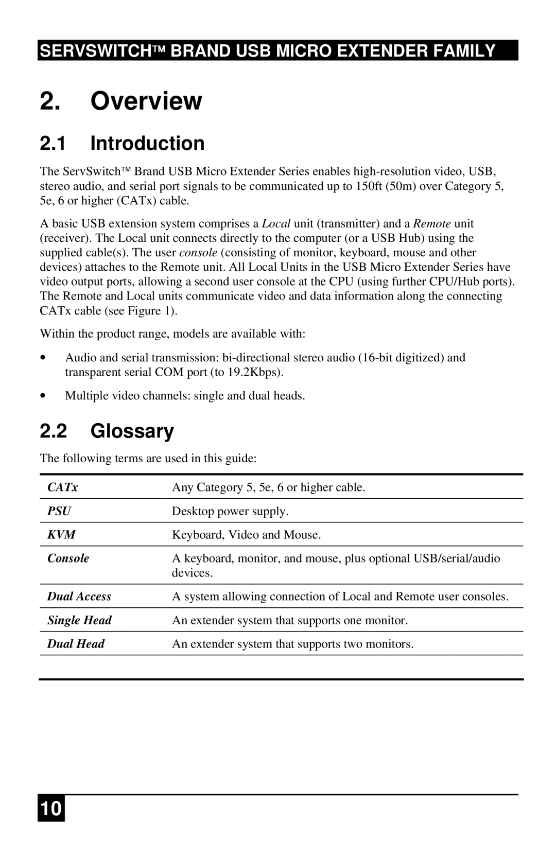 Black Box ACU4201A, ACU4222A, ACU4001A manual Introduction, Glossary 