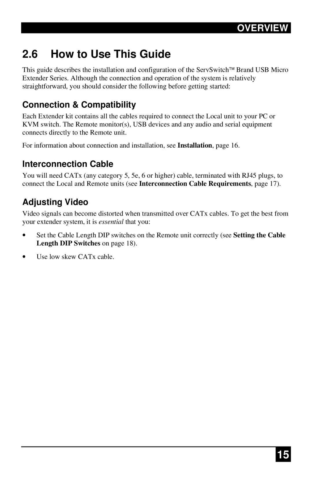 Black Box ACU4001A, ACU4222A How to Use This Guide, Connection & Compatibility, Interconnection Cable, Adjusting Video 