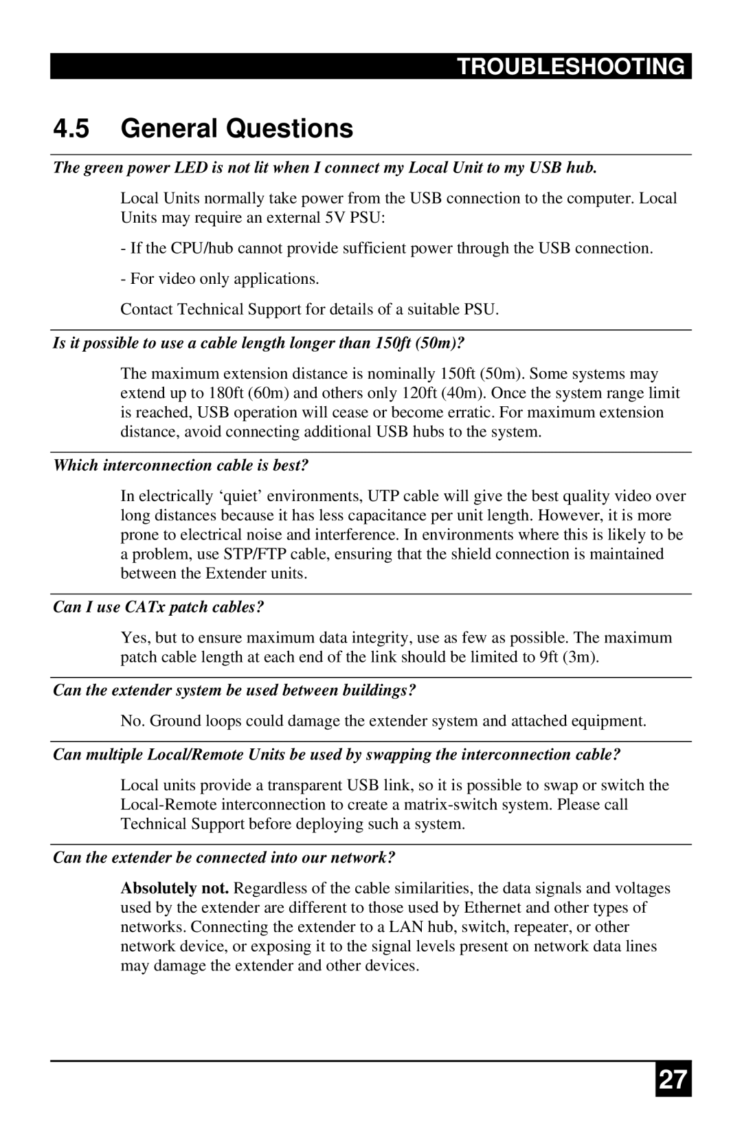 Black Box ACU4001A, ACU4222A, ACU4201A manual General Questions 