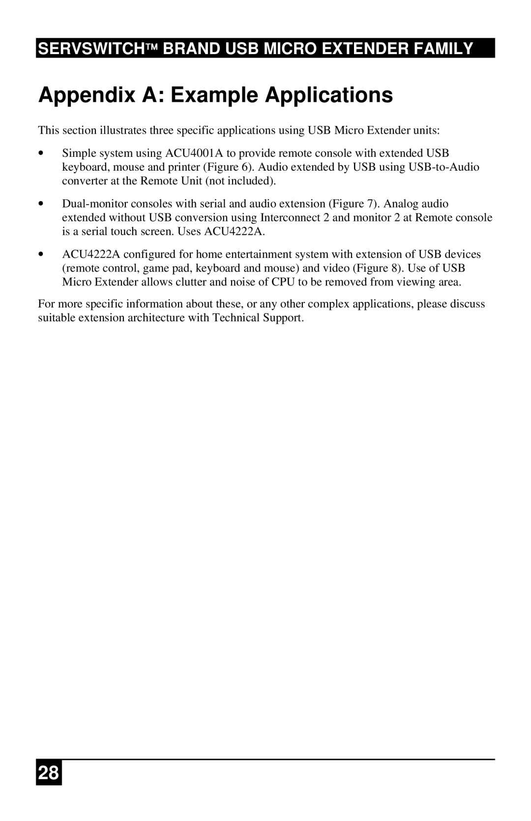 Black Box ACU4201A, ACU4222A, ACU4001A manual Appendix a Example Applications 