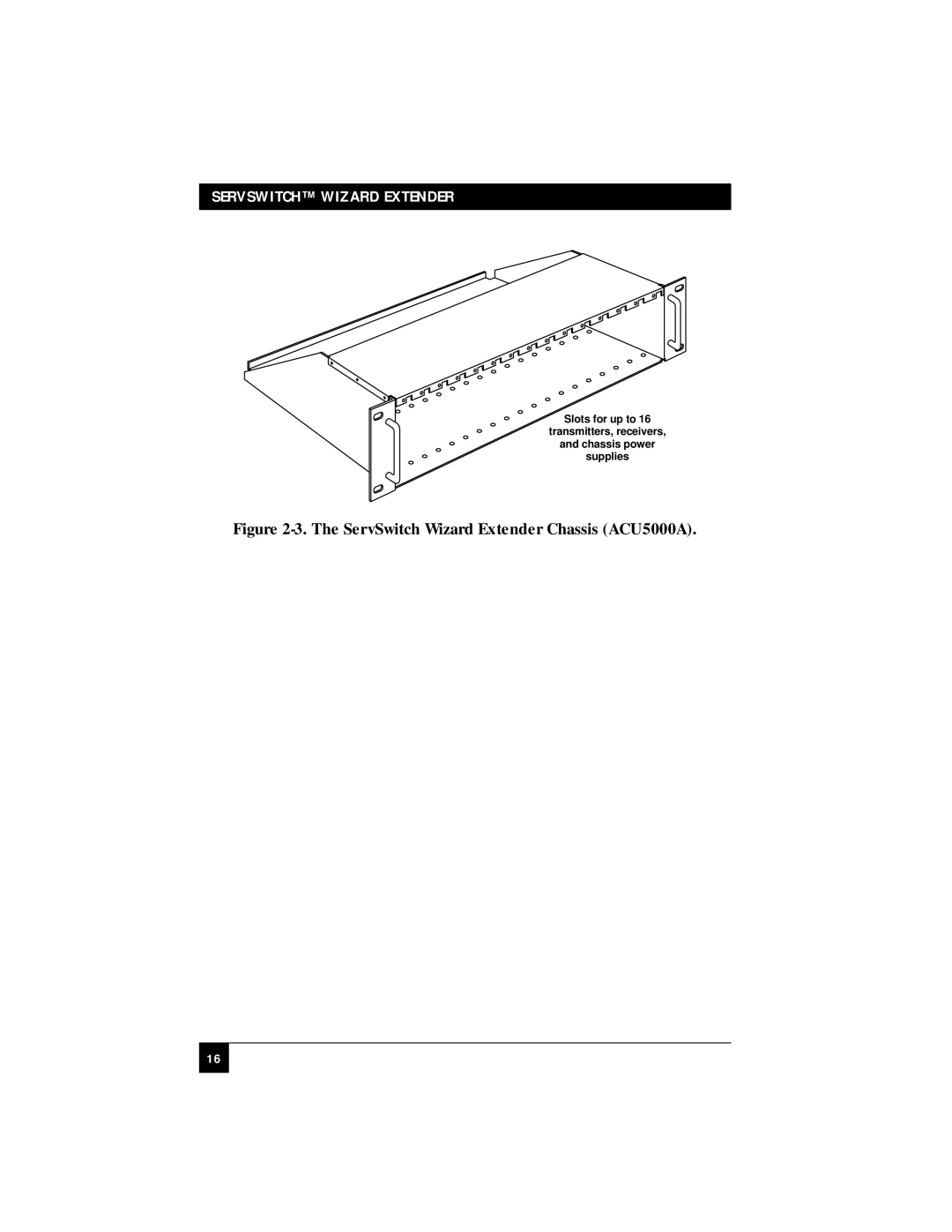 Black Box ACU5010A, ACU5011A manual ServSwitch Wizard Extender Chassis ACU5000A 