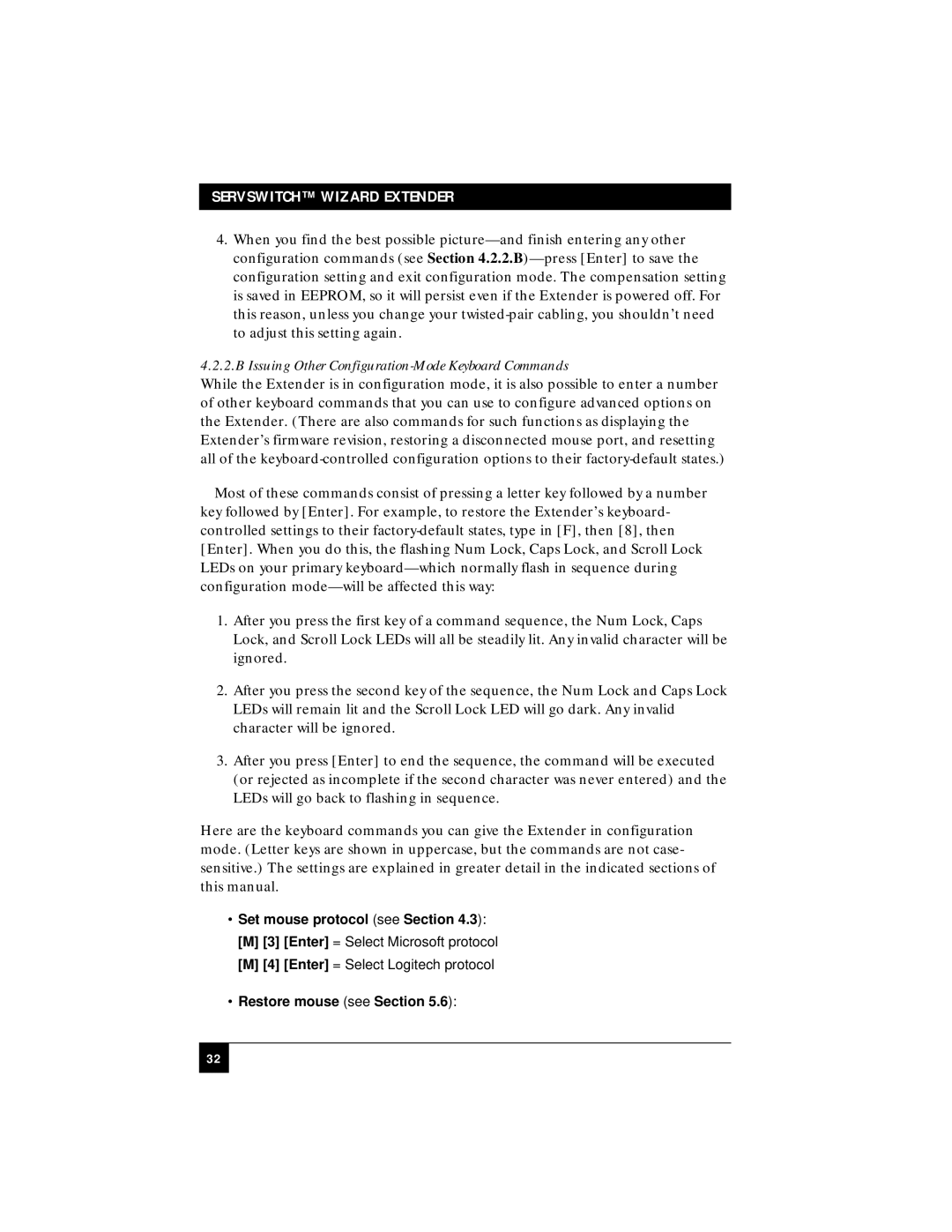 Black Box ACU5010A, ACU5011A manual Issuing Other Configuration-Mode Keyboard Commands 